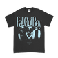 Black t-shirt featuring Fall Out Boy band artwork and text.