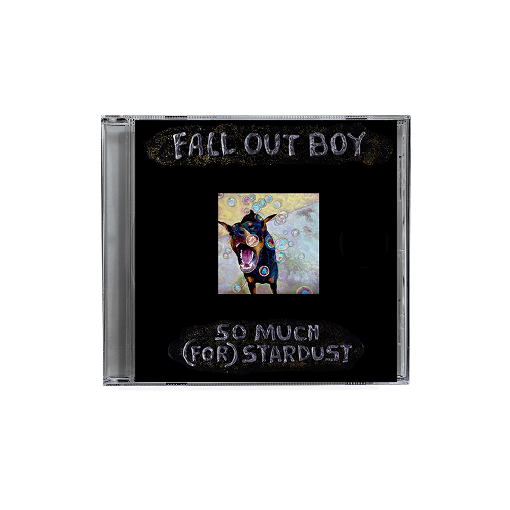 CD album cover for Fall Out Boy’s ’So Much (For) Stardust’ featuring a colorful illustration of a dog.