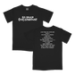 Black t-shirt with white text displaying ’SO MUCH (FOR) STARDUST’ on the front and a track list on the back.